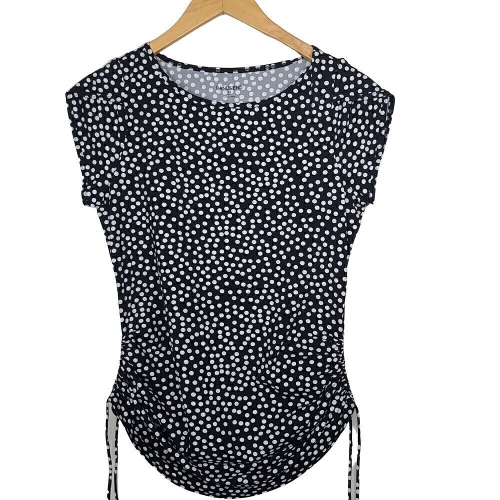 Lands'end Black and White Polka dot Blouse